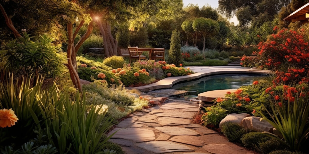 pool with natural elements